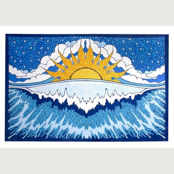 Urban Outfitters Sunshine Joy Sun Wave Surf Tapestry Beach Wall Art 60" x 90" - Picture 1 of 7